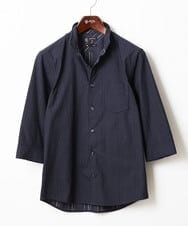 MKBGV54120 MK MICHEL KLEIN HOMME(MKミッシェルクランオム) 【ON/OFF対応】七分袖リバーストライプシャツ ダークグレー