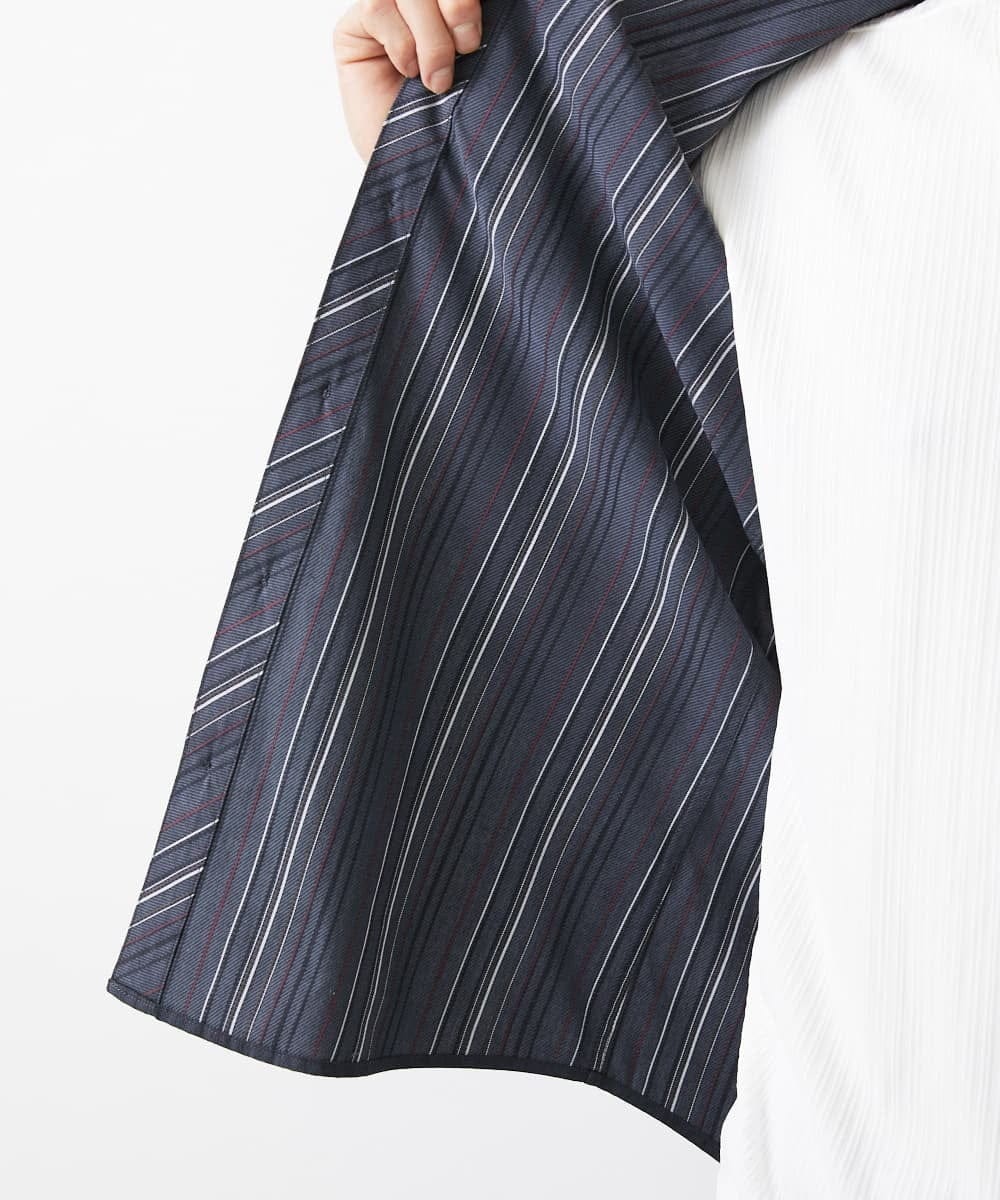 MKBGV54120 MK MICHEL KLEIN HOMME(MKミッシェルクランオム) 【ON/OFF対応】七分袖リバーストライプシャツ ダークグレー