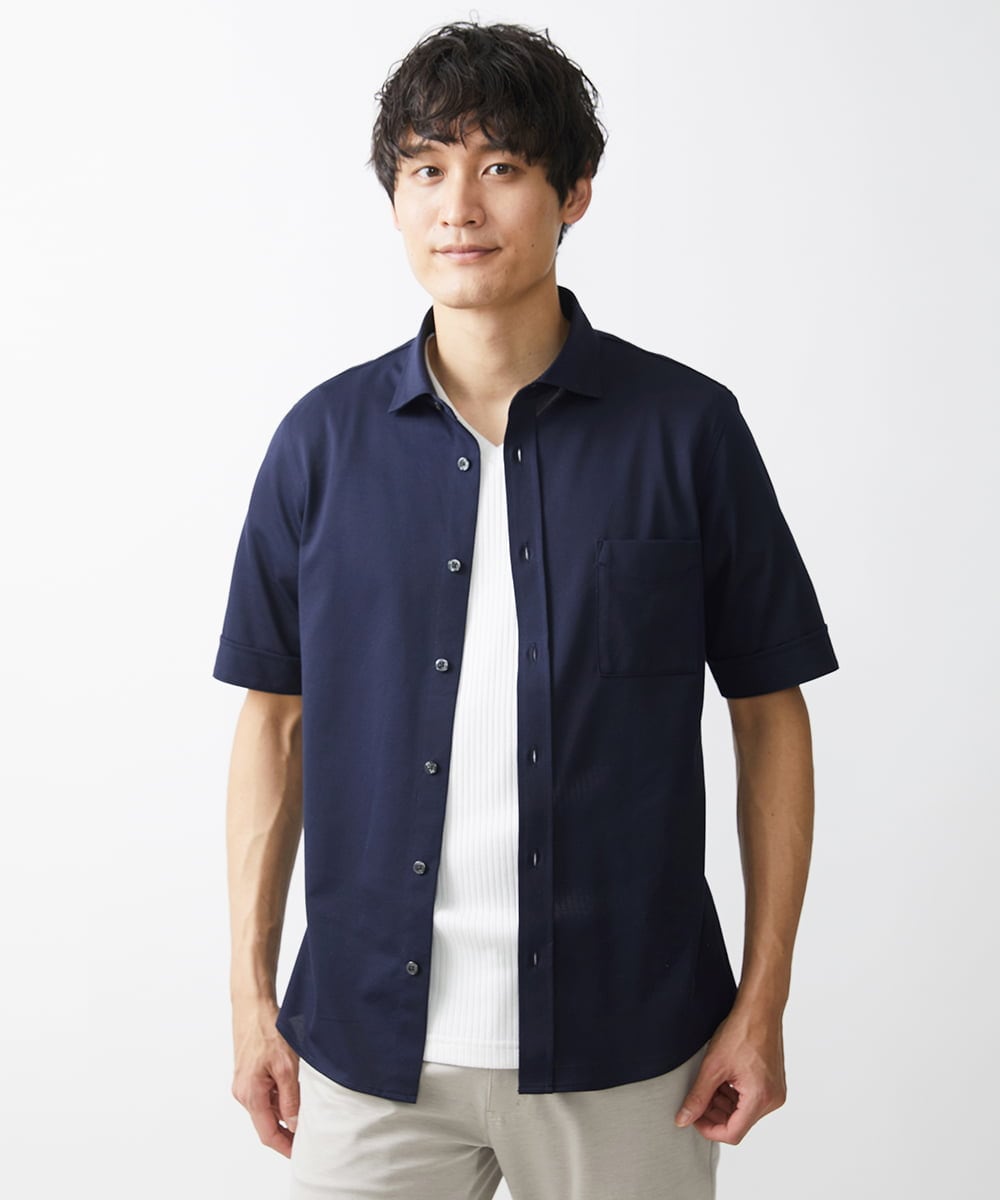 MKBGV58130 MK MICHEL KLEIN HOMME(MKミッシェルクランオム) 【大きいサイズあり】シャツ / アルビ二RENU ネイビー
