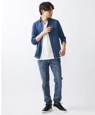 MKBGV60140 MK MICHEL KLEIN HOMME(MKミッシェルクランオム) ビンテージフォギーカノコシャツ ブルー