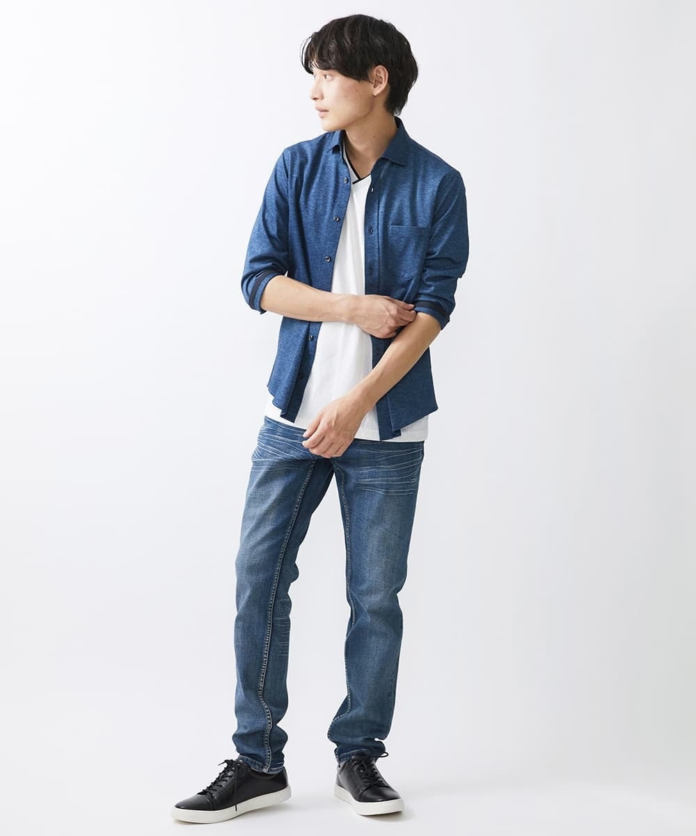 MKBGV60140 MK MICHEL KLEIN HOMME(MKミッシェルクランオム) ビンテージフォギーカノコシャツ ブルー