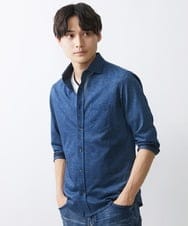 MKBGV60140 MK MICHEL KLEIN HOMME(MKミッシェルクランオム) ビンテージフォギーカノコシャツ ブルー