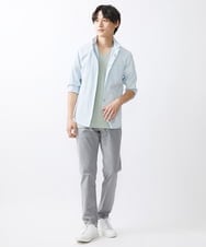 MKBGV71100 MK MICHEL KLEIN HOMME(MKミッシェルクランオム) 【WEB限定】七分丈リバーストライプシャツ グリーン