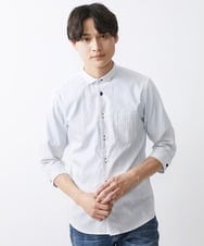 MKBGV71100 MK MICHEL KLEIN HOMME(MKミッシェルクランオム) 【WEB限定】七分丈リバーストライプシャツ ホワイト