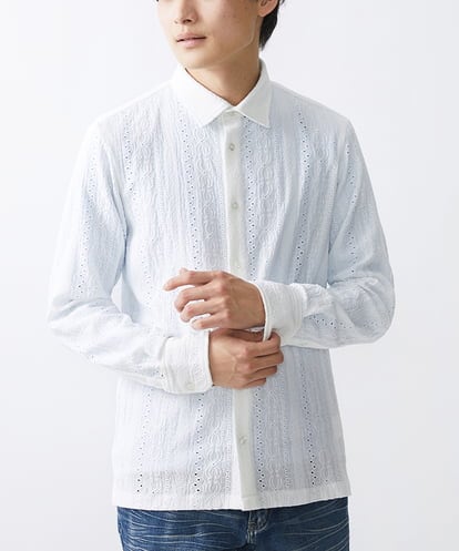 MKBGX01130 MK MICHEL KLEIN HOMME カットワーク楊柳シャツ