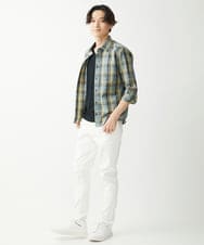 MKBGX11090 MK MICHEL KLEIN HOMME(MKミッシェルクランオム) 【大きいサイズあり】七分袖シャツ/タイプライターチェック ライトイエロー