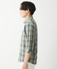 MKBGX11090 MK MICHEL KLEIN HOMME(MKミッシェルクランオム) 【大きいサイズあり】七分袖シャツ/タイプライターチェック ライトイエロー