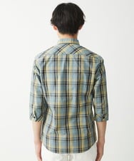MKBGX11090 MK MICHEL KLEIN HOMME(MKミッシェルクランオム) 【大きいサイズあり】七分袖シャツ/タイプライターチェック ライトイエロー