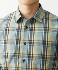 MKBGX11090 MK MICHEL KLEIN HOMME(MKミッシェルクランオム) 【大きいサイズあり】七分袖シャツ/タイプライターチェック ライトイエロー
