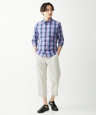 MKBGX11090 MK MICHEL KLEIN HOMME(MKミッシェルクランオム) 【大きいサイズあり】七分袖シャツ/タイプライターチェック パープル