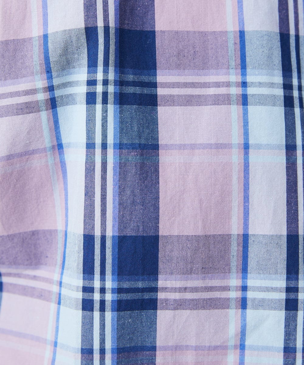 MKBGX11090 MK MICHEL KLEIN HOMME(MKミッシェルクランオム) 【大きいサイズあり】七分袖シャツ/タイプライターチェック パープル