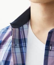 MKBGX11090 MK MICHEL KLEIN HOMME(MKミッシェルクランオム) 【大きいサイズあり】七分袖シャツ/タイプライターチェック パープル