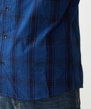 MKBGX12090 MK MICHEL KLEIN HOMME(MKミッシェルクランオム) 【大きいサイズあり】七分袖シャツ/インディゴタイプライターチェック ブルー