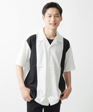 MKBGX85090 MK MICHEL KLEIN HOMME(MKミッシェルクランオム) リラックスオープンカラーシャツ / デザイン刺繍　 ホワイト