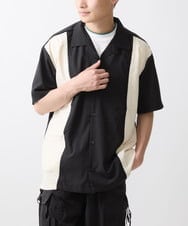 MKBGX85090 MK MICHEL KLEIN HOMME(MKミッシェルクランオム) リラックスオープンカラーシャツ / デザイン刺繍　 ブラック