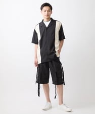 MKBGX85090 MK MICHEL KLEIN HOMME(MKミッシェルクランオム) リラックスオープンカラーシャツ / デザイン刺繍　 ブラック