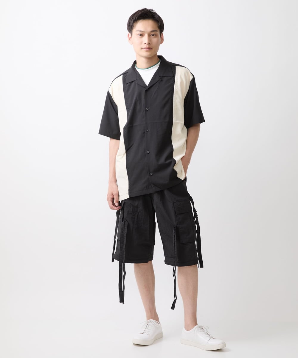 MKBGX85090 MK MICHEL KLEIN HOMME(MKミッシェルクランオム) リラックスオープンカラーシャツ / デザイン刺繍　 ブラック