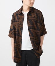 MKBGX88095 MK MICHEL KLEIN HOMME(MKミッシェルクランオム) ドルマンスリーブシャツ/幾何柄 ブラウン