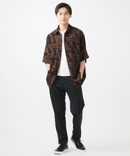 MKBGX88095 MK MICHEL KLEIN HOMME(MKミッシェルクランオム) ドルマンスリーブシャツ/幾何柄 ブラウン