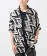 MKBGX88095 MK MICHEL KLEIN HOMME(MKミッシェルクランオム) ドルマンスリーブシャツ/幾何柄 ホワイト