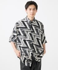 MKBGX88095 MK MICHEL KLEIN HOMME(MKミッシェルクランオム) ドルマンスリーブシャツ/幾何柄 ホワイト