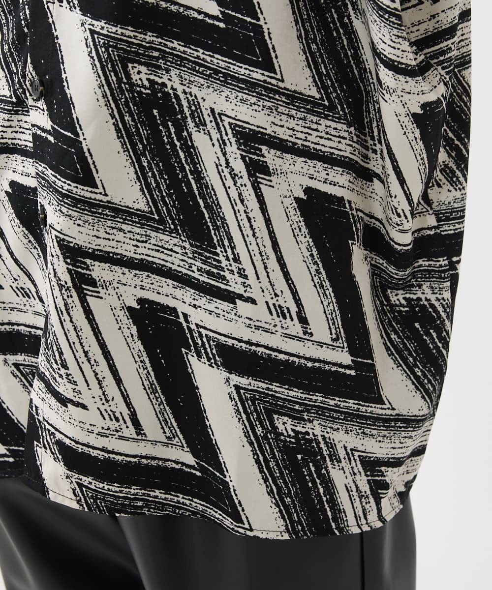 MKBGX88095 MK MICHEL KLEIN HOMME(MKミッシェルクランオム) ドルマンスリーブシャツ/幾何柄 ホワイト