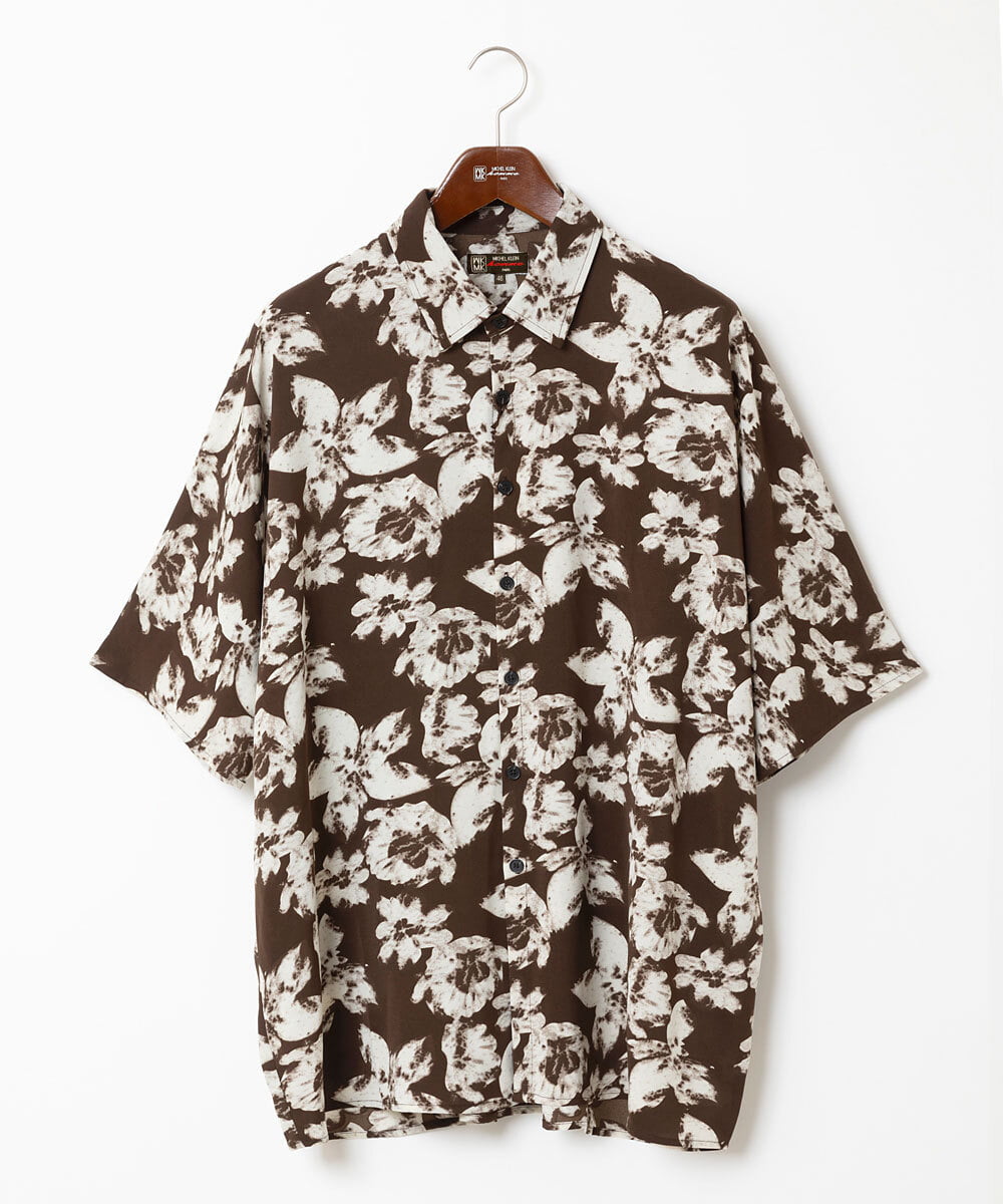 MKBGX89095 MK MICHEL KLEIN HOMME(MKミッシェルクランオム) ドルマンスリーブシャツ/花柄 ブラウン