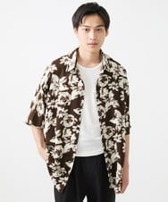 MKBGX89095 MK MICHEL KLEIN HOMME(MKミッシェルクランオム) ドルマンスリーブシャツ/花柄 ブラウン