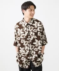 MKBGX89095 MK MICHEL KLEIN HOMME(MKミッシェルクランオム) ドルマンスリーブシャツ/花柄 ブラウン
