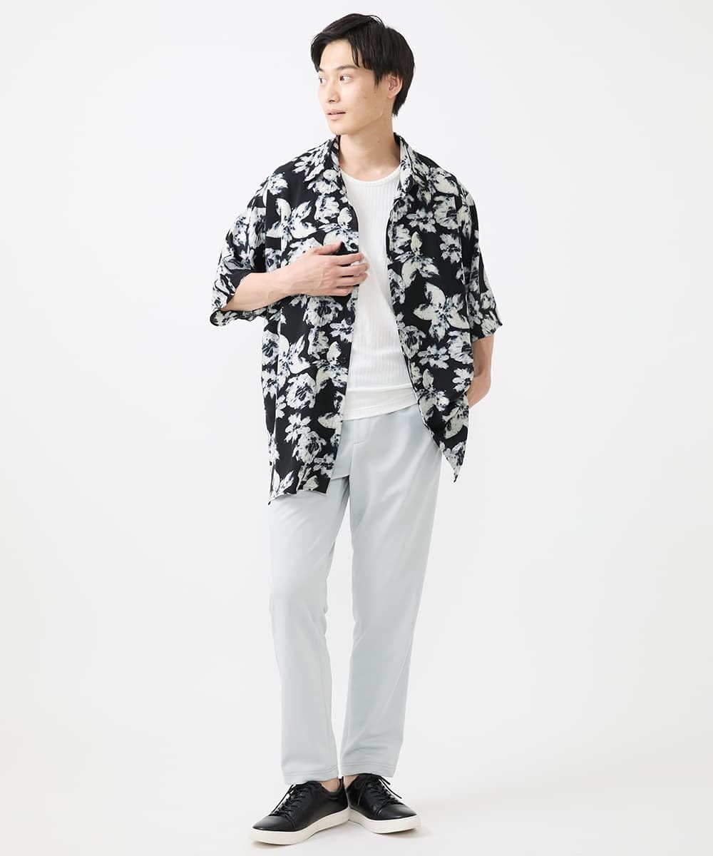 MKBGX89095 MK MICHEL KLEIN HOMME(MKミッシェルクランオム) ドルマンスリーブシャツ/花柄 ブラック