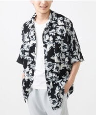 MKBGX89095 MK MICHEL KLEIN HOMME(MKミッシェルクランオム) ドルマンスリーブシャツ/花柄 ブラック