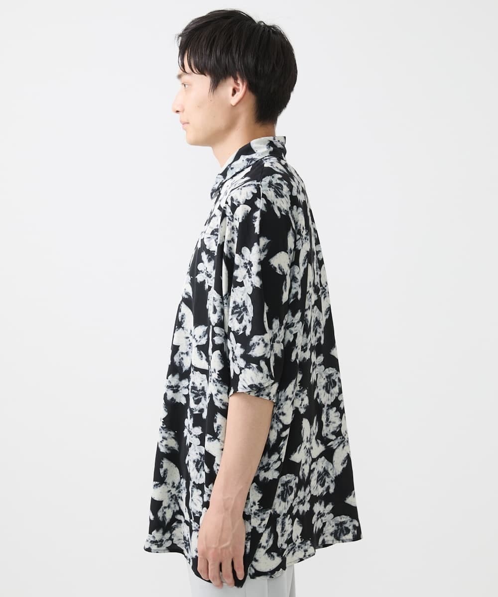 MKBGX89095 MK MICHEL KLEIN HOMME(MKミッシェルクランオム) ドルマンスリーブシャツ/花柄 ブラック
