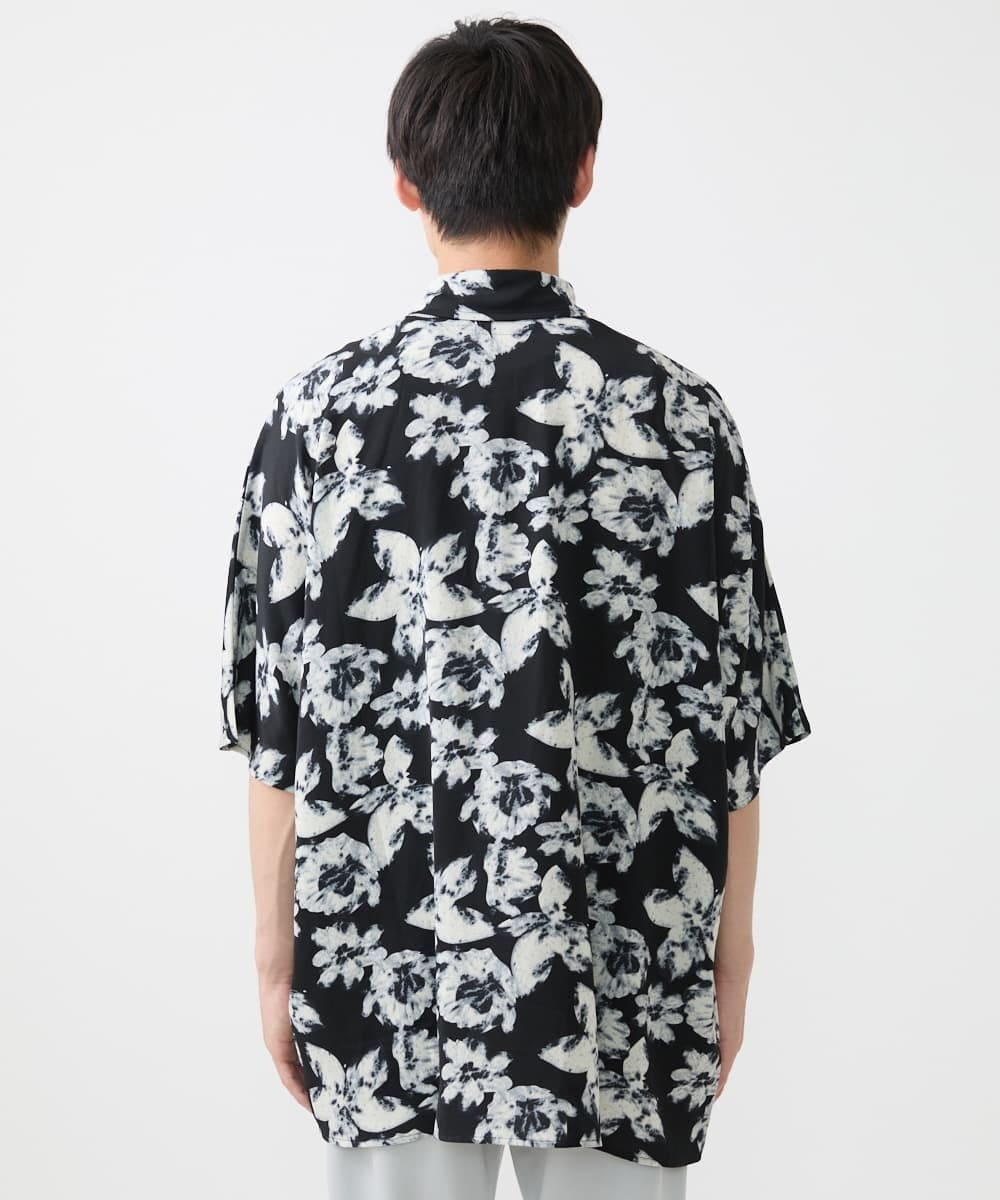 MKBGX89095 MK MICHEL KLEIN HOMME(MKミッシェルクランオム) ドルマンスリーブシャツ/花柄 ブラック