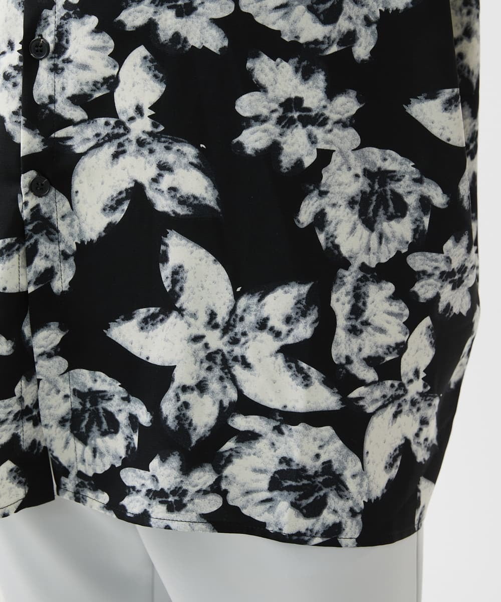 MKBGX89095 MK MICHEL KLEIN HOMME(MKミッシェルクランオム) ドルマンスリーブシャツ/花柄 ブラック