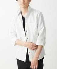MKBGX90090 MK MICHEL KLEIN HOMME(MKミッシェルクランオム) 【大きいサイズあり】七分袖シャツ/リネンレーヨン ホワイト