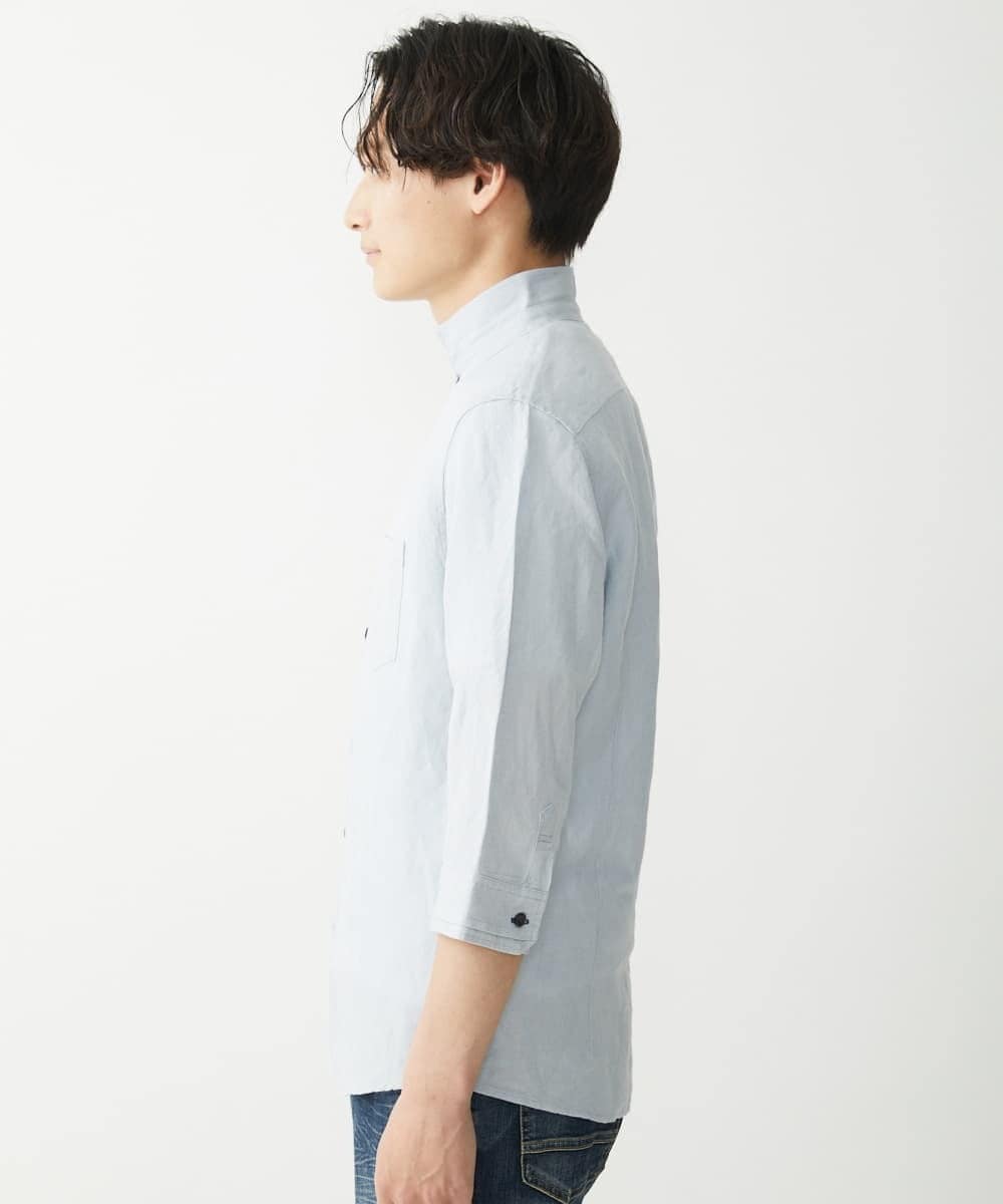 MKBGX90090 MK MICHEL KLEIN HOMME(MKミッシェルクランオム) 【大きいサイズあり】七分袖シャツ/リネンレーヨン グレー