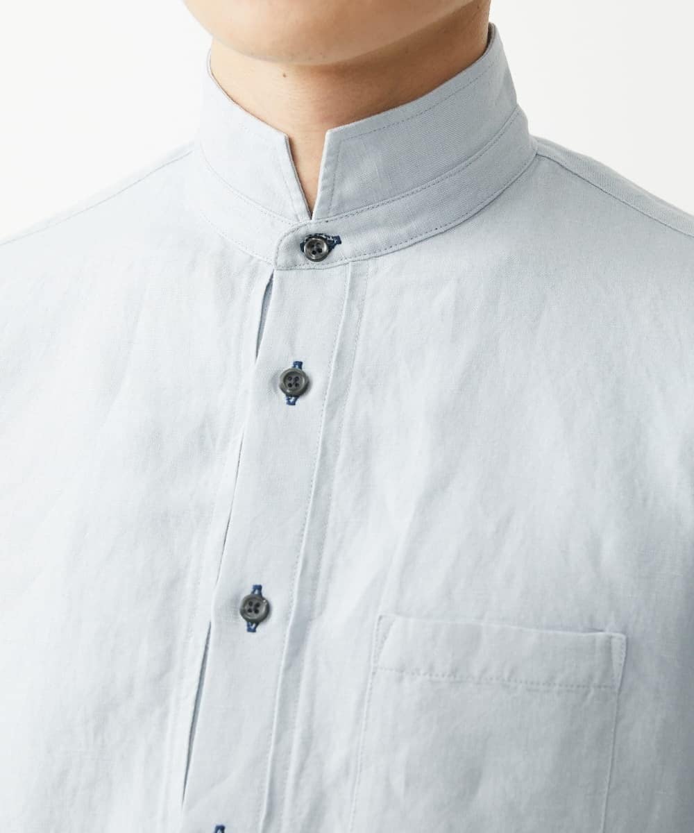 MKBGX90090 MK MICHEL KLEIN HOMME(MKミッシェルクランオム) 【大きいサイズあり】七分袖シャツ/リネンレーヨン グレー