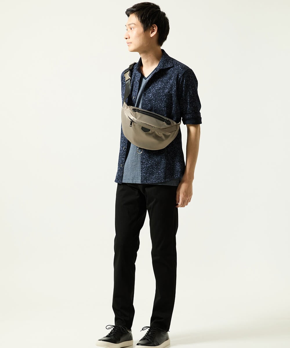 MKBHA58130 MK MICHEL KLEIN HOMME(MKミッシェルクランオム) カノコペンキプリント七分袖シャツ ネイビー