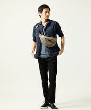 MKBHA58130 MK MICHEL KLEIN HOMME(MKミッシェルクランオム) カノコペンキプリント七分袖シャツ ネイビー