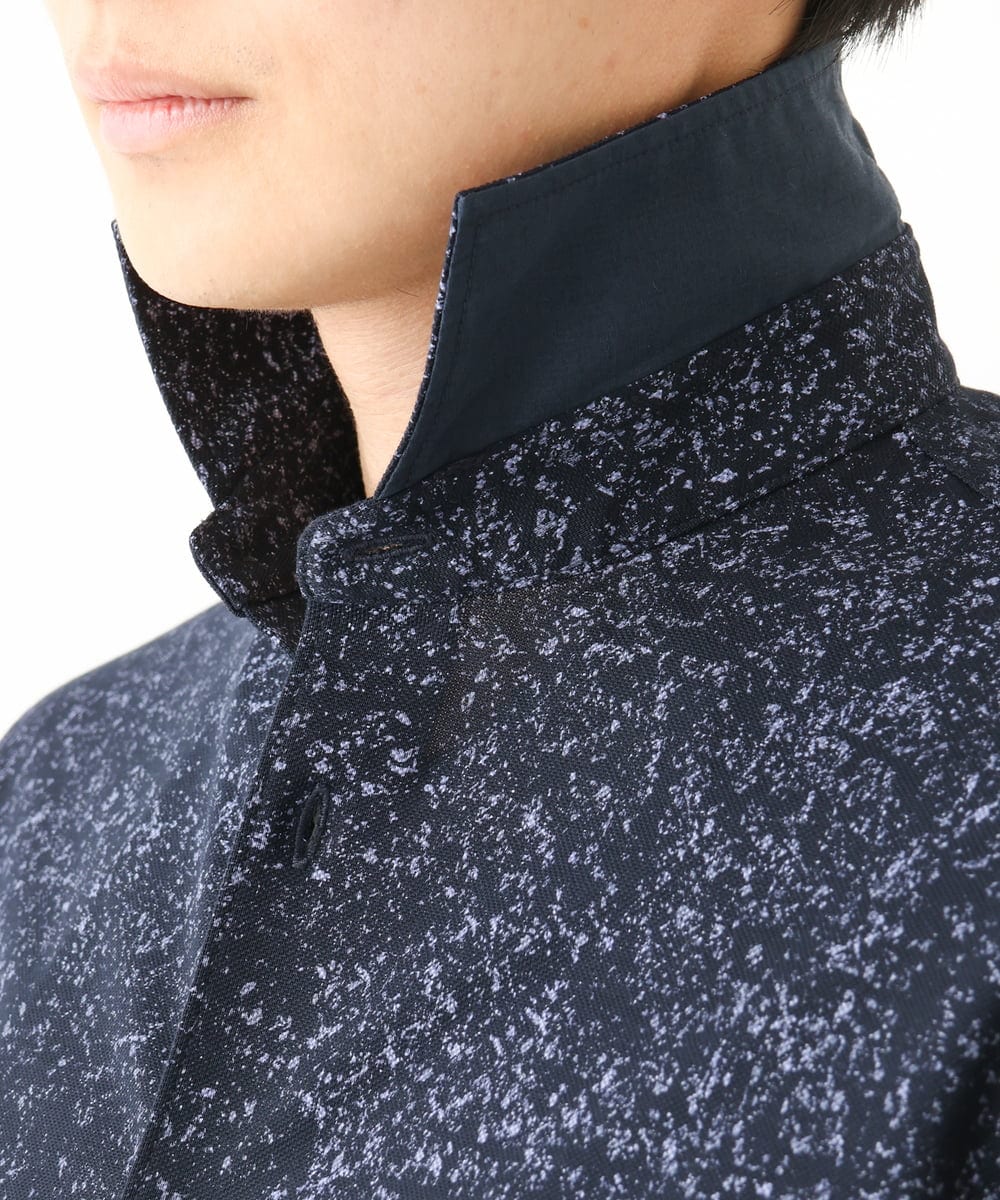 MKBHA58130 MK MICHEL KLEIN HOMME(MKミッシェルクランオム) カノコペンキプリント七分袖シャツ ネイビー