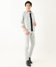 MKBHA58130 MK MICHEL KLEIN HOMME(MKミッシェルクランオム) カノコペンキプリント七分袖シャツ ホワイト