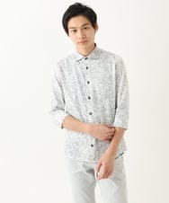 MKBHA58130 MK MICHEL KLEIN HOMME(MKミッシェルクランオム) カノコペンキプリント七分袖シャツ ホワイト