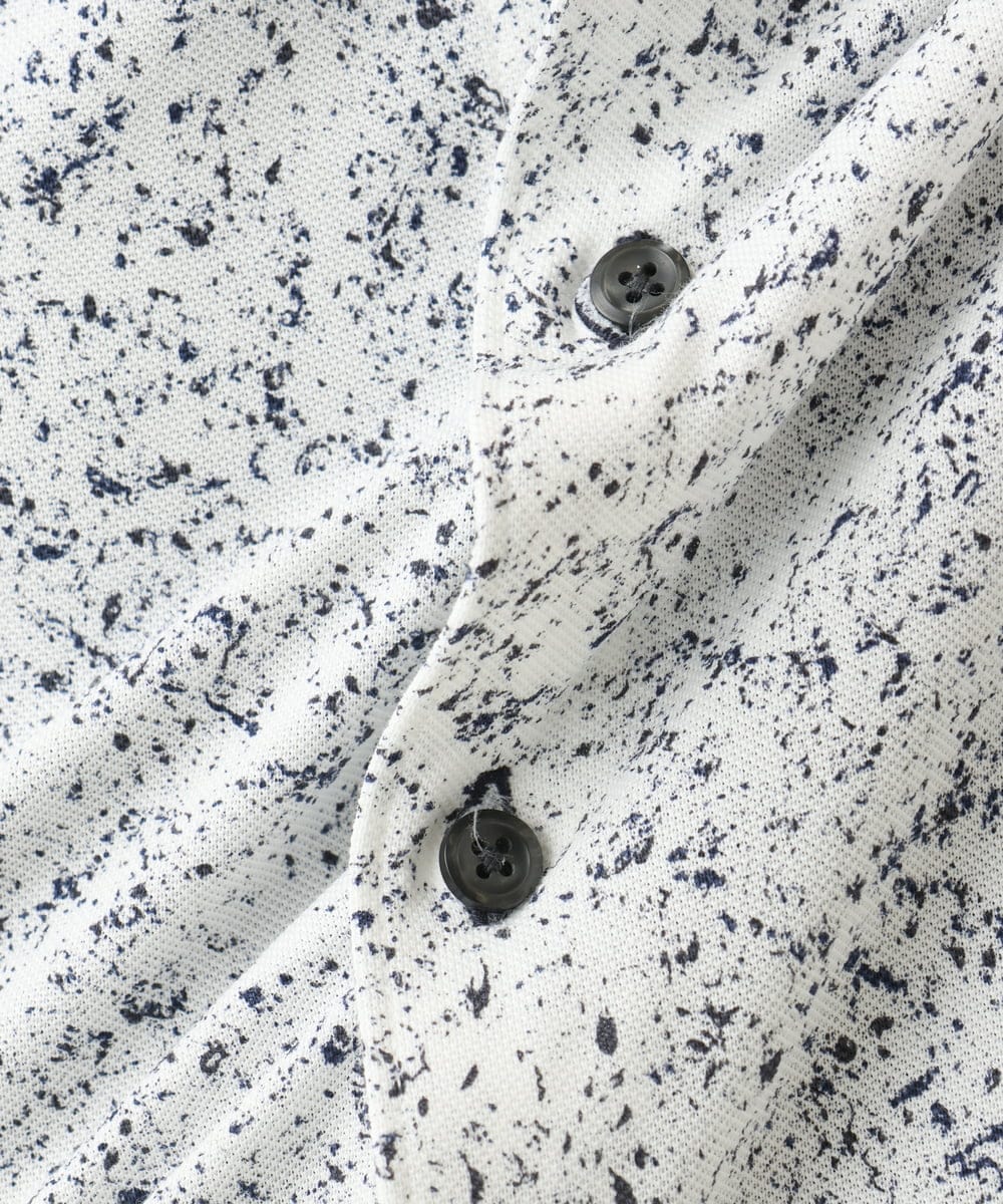 MKBHA58130 MK MICHEL KLEIN HOMME(MKミッシェルクランオム) カノコペンキプリント七分袖シャツ ホワイト