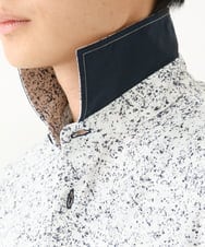 MKBHA58130 MK MICHEL KLEIN HOMME(MKミッシェルクランオム) カノコペンキプリント七分袖シャツ ホワイト