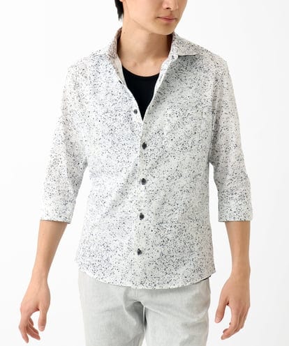 MKBHA58130 MK MICHEL KLEIN HOMME カノコペンキプリント七分袖シャツ