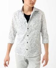 MKBHA58130 MK MICHEL KLEIN HOMME(MKミッシェルクランオム) カノコペンキプリント七分袖シャツ ホワイト