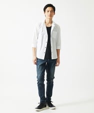 MKBHA62110 MK MICHEL KLEIN HOMME(MKミッシェルクランオム) シアーボーダー七分袖シャツ ホワイト