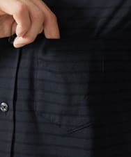 MKBHA62110 MK MICHEL KLEIN HOMME(MKミッシェルクランオム) シアーボーダー七分袖シャツ ブラック