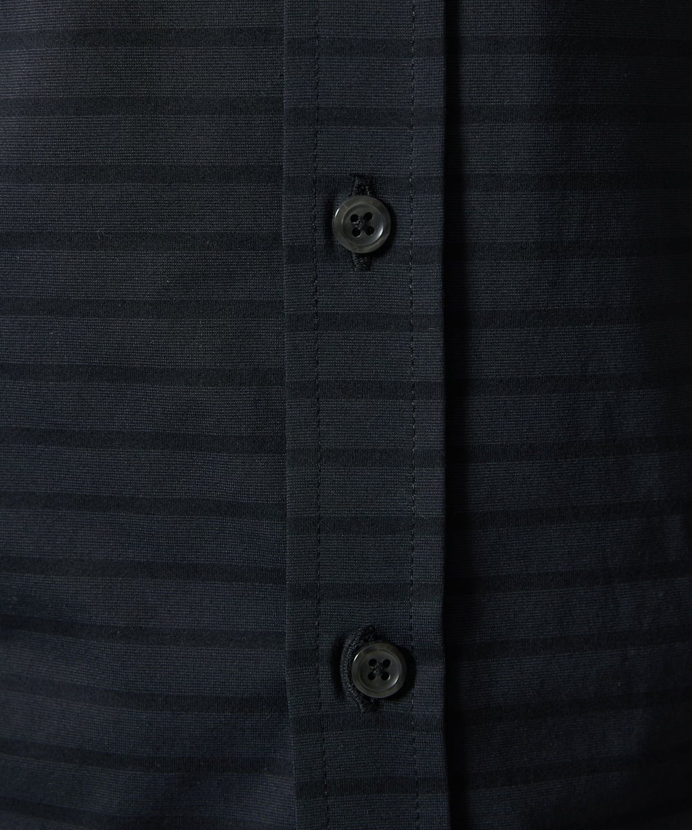 MKBHA62110 MK MICHEL KLEIN HOMME(MKミッシェルクランオム) シアーボーダー七分袖シャツ ブラック