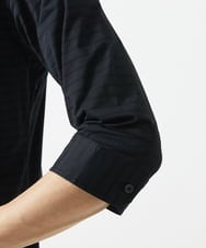 MKBHA62110 MK MICHEL KLEIN HOMME(MKミッシェルクランオム) シアーボーダー七分袖シャツ ブラック